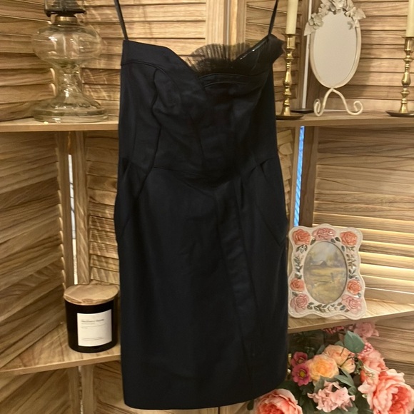 Marc Jacobs Runway Dress – Navy Blue Cocktail Dress with Tulle Fan Detail - Picture 3 of 14